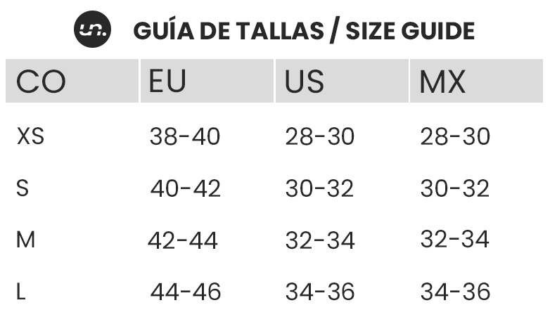 Guía de tallas