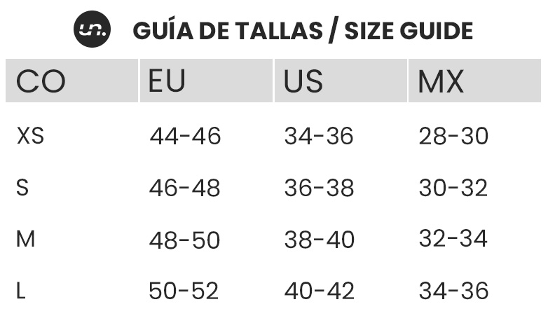 Guía de tallas